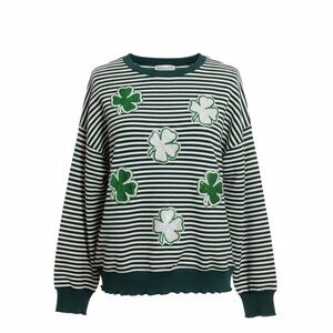 Lucky Charm Striped Clover Sweater – Size 2X